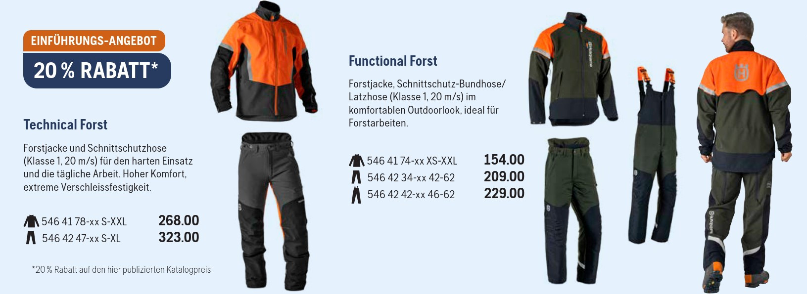 Exklusives Husqvarna Einführungs-Angebot 2025: Kunden erhalten 20% Rabatt auf hochwertige Technical Forst- und Functional Forst-Bekleidung